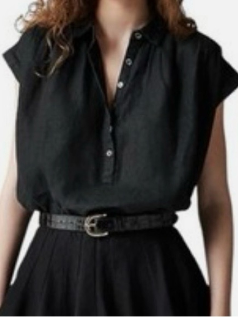 J Crew Black Capitaine Shirt in Baird McNutt Irish Linen Womens, Small